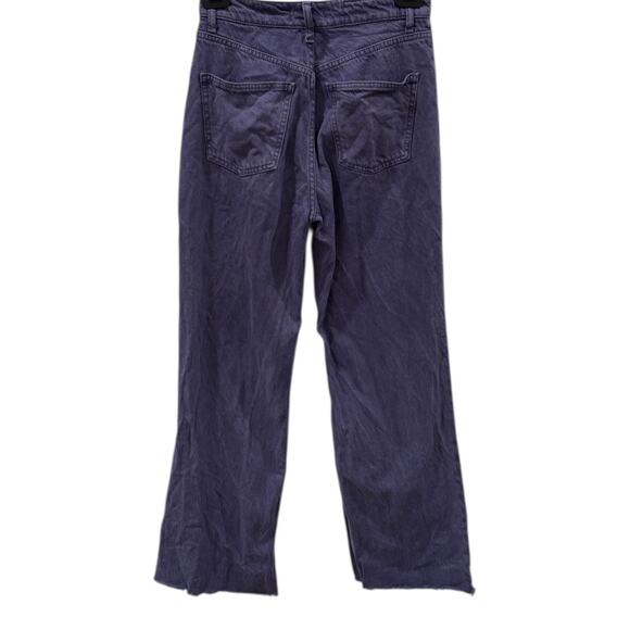 Zara Marine Straight Leg Frayed Hem Jeans In Purple - Picture 3 of 7